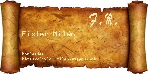 Fixler Milán névjegykártya